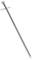 A long, metallic tent peg with a sharp point and a crossbar at the upper end, designed to anchor it in the ground.