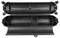 An open, black plastic container with a ribbed interior and locking mechanisms at both ends. Suitable for storage or transportation.
