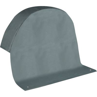 A dark green, curved cover with a flat bottom. It looks as though it is designed to protect a round object.