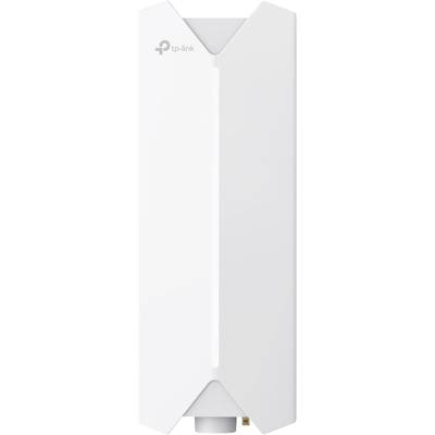 A white TP-Link directional wireless antenna with a narrow, vertical LED strip in the centre against a neutral background.