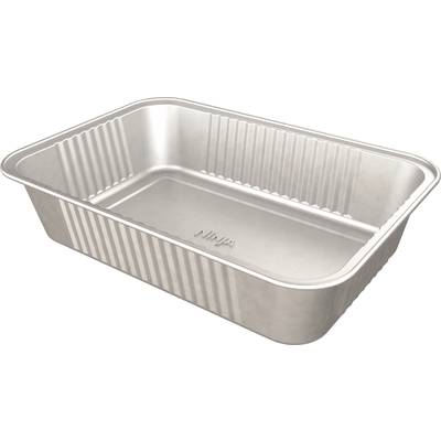 Rectangular metal baking tin with fluted sides and embossed base. Ideally suited for baking or roasting in the oven.