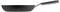 Black frying pan with a long handle, viewed from the side. Suitable for hob and oven, with a non-stick coating for easy cooking.