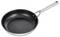 A black metal frying pan with a long silver handle.
