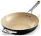 Non-stick frying pan in beige with a silver handle, suitable for cooking and frying.