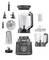 Kitchen food processor with accessories, including various mixing bowls and attachments, ideal for chopping, blending and mixing.
