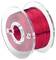 A transparent reel with a red thread is wound up and presented. The thread is tightly wound and glows vividly.