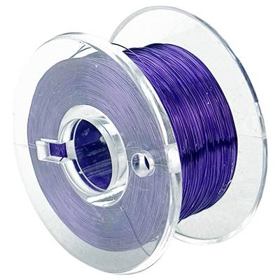A clear plastic spool with purple wire wound around it, suitable for use in 3D printers or other technical applications.