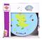A green toy crocodile dances on a blue drum decorated with colourful dots and musical symbols. The packaging features a squirrel logo.