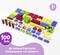 100 colourful wooden building blocks for children aged 1 year and up. Various shapes and colours for building and playing. Brand name: Eichhorn.