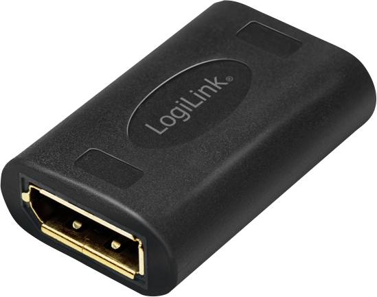 A black HDMI adapter with 'LogiLink' printed on the top surface. The adapter has an HDMI port at one end.