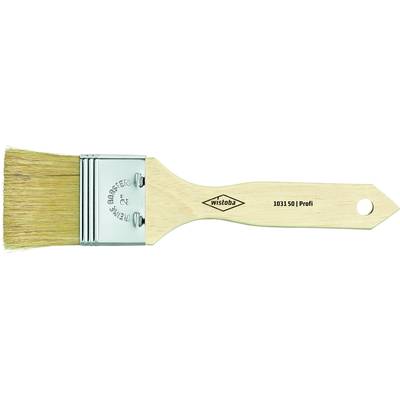Flat painter's brush with light-coloured bristles and a wooden handle marked with 'wistoba 1031 S01 Profi'. Suitable for precise painting.