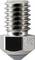 Close-up of a metal 3D printer nozzle with threaded top and hexagonal body, labeled CM2.