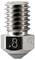 Close-up of a metal 0.8 CM2 3D printer nozzle with a threaded top and hexagonal base.<br>