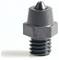 Black metal 3D printer nozzle with hex base and threaded lower section, marked '0.4', on a white background.
