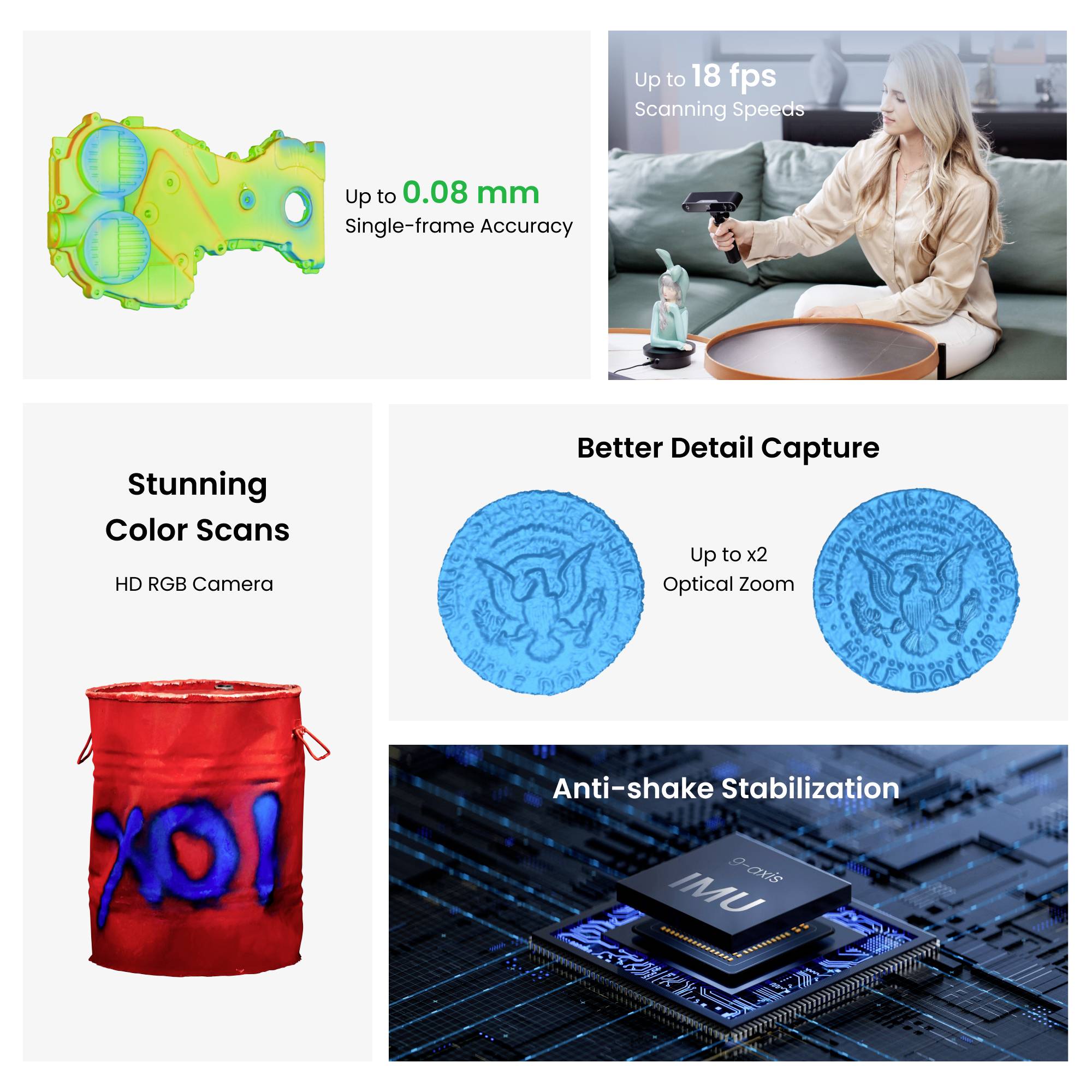 'POP 3 Plus Advanced Edition' Kit with turntable, power bank, 3D scanner, tripod, phone holder, bag, cables and accessories.