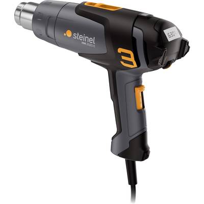 Hot air gun with black and orange design, brand 'Steinel', display shows 630°C.