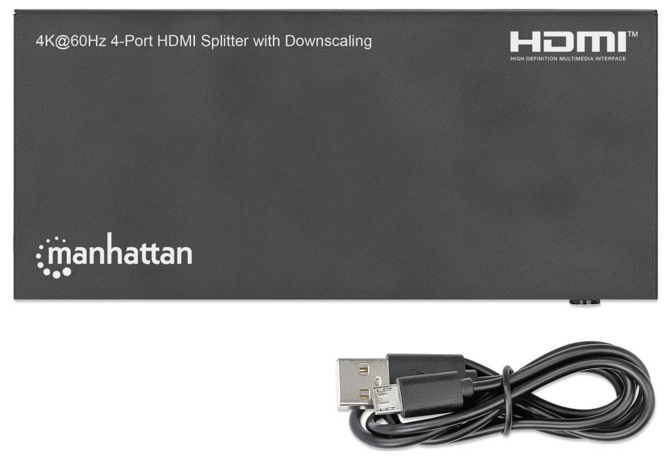 Manhattan 208369 HDMI splitter + LED indicator lights, Ultra HD compatibility 3840 x 2160 p Black-6