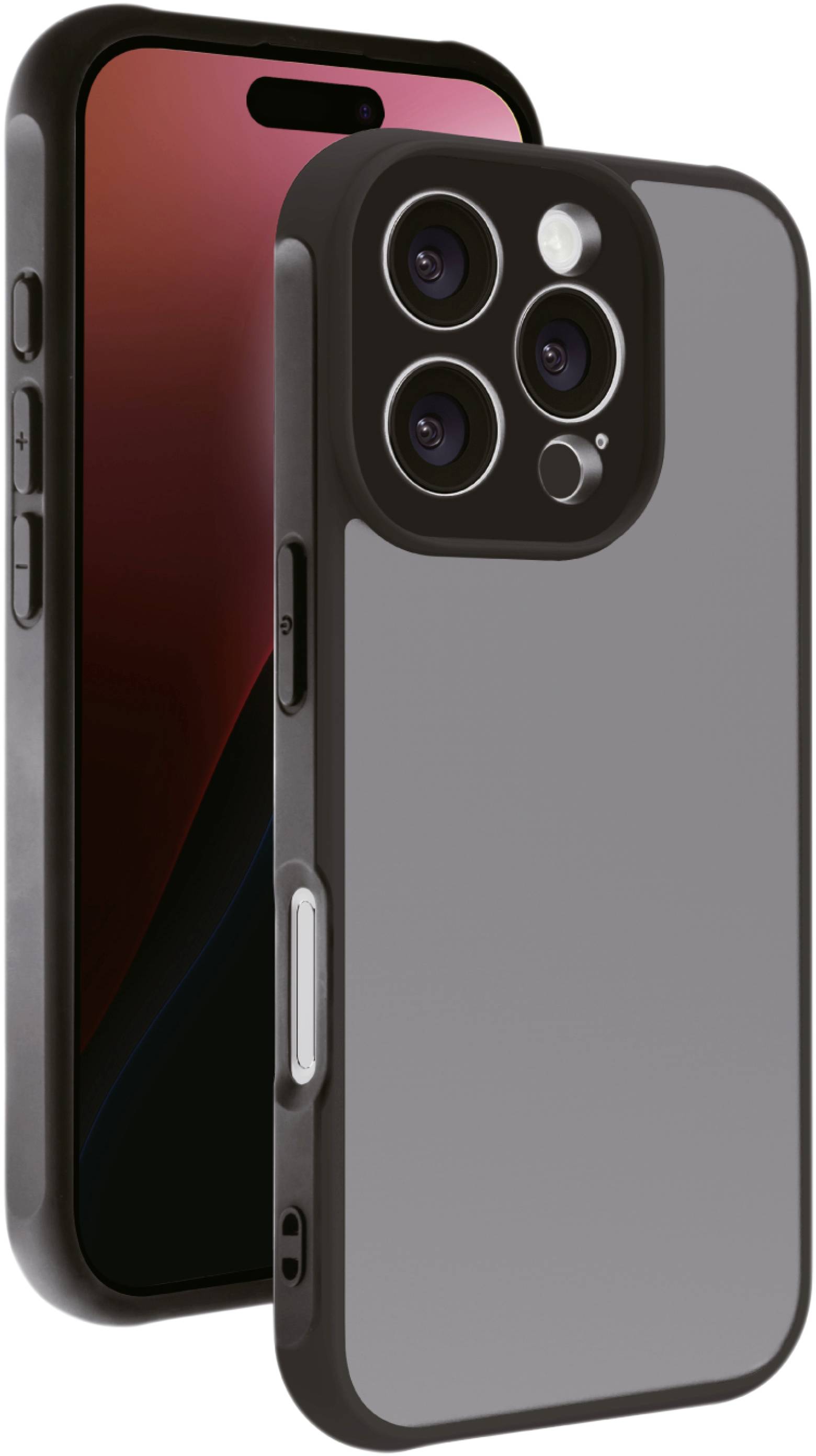 Vivanco FROSTED Back cover Apple iPhone 16 Pro Transparent, Black Inductive charging, Sandproof, Sprayproof, Dustproof 64231
