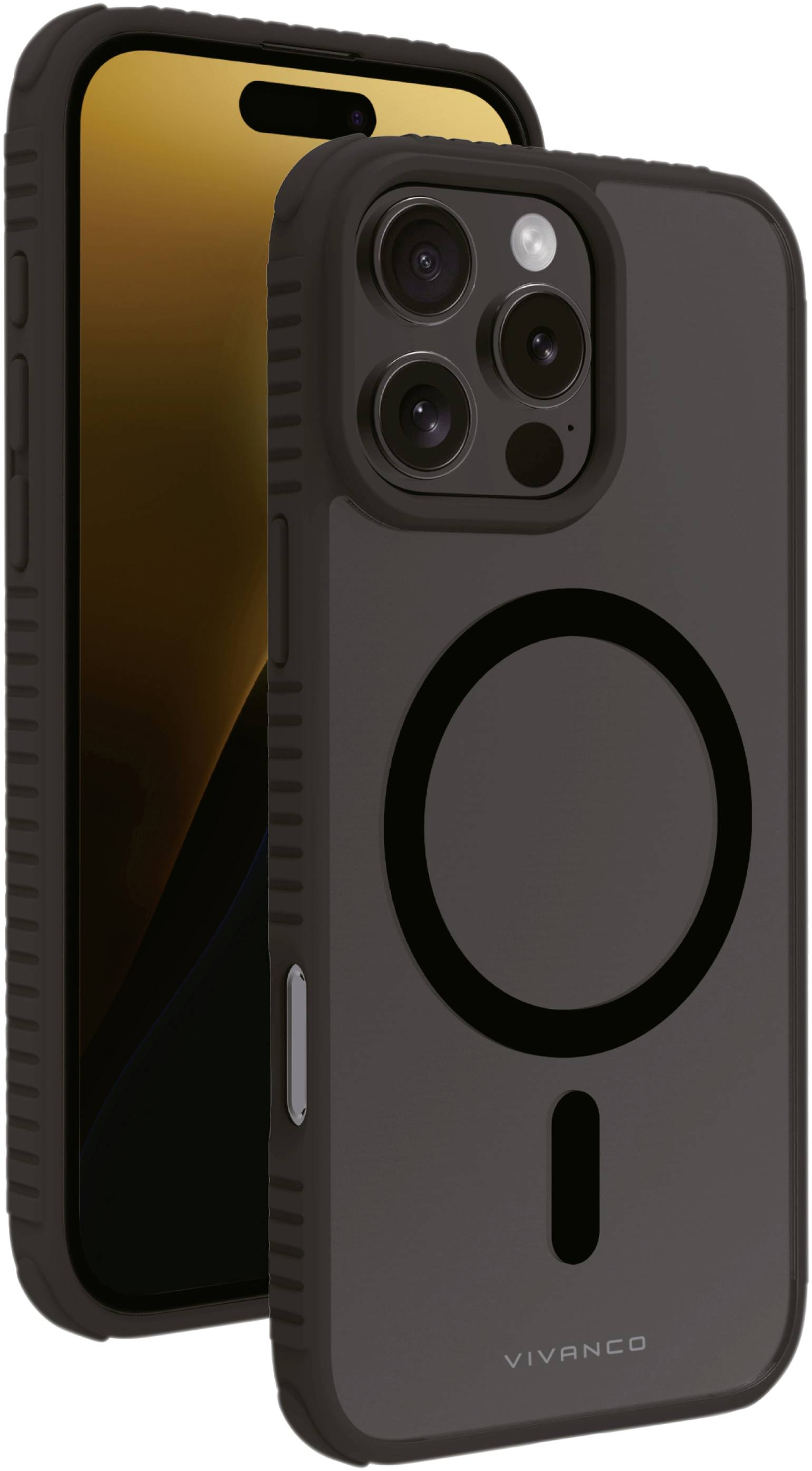 Vivanco MAG SOLID ELITE Back cover Apple iPhone 16 Pro Max Transparent, Black Inductive charging, Sandproof, Sprayproof, Dustproof 64243