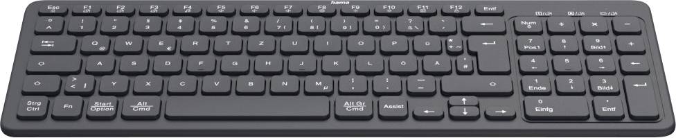 Hama WK-300 Bluetooth® Keyboard German, QWERTZ Black Multimedia buttons