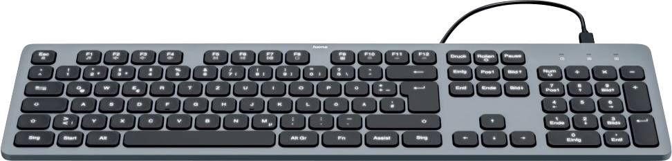 Hama CK-400 USB Keyboard German, QWERTZ Black Multimedia buttons