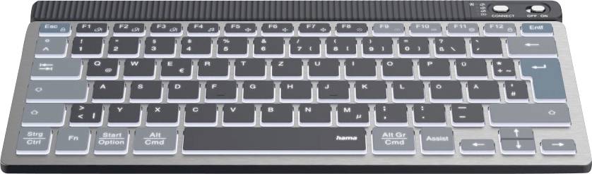 Hama WK-700 Bluetooth® Keyboard German, QWERTZ Black Multimedia buttons