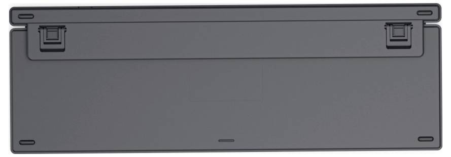 A keyboard back with folded-out supports that enables an elevation of the typing surface.