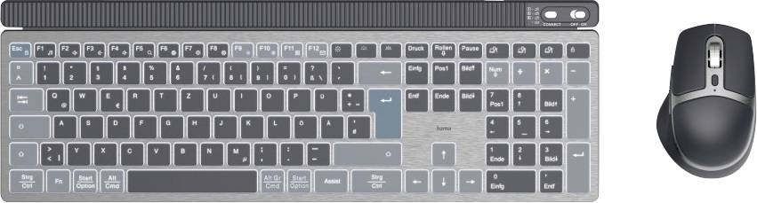 Hama WKM-750 Bluetooth® Keyboard and mouse set German, QWERTZ Black