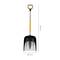 A snow shovel with an ergonomic handle, in black and grey. Dimensions: Total length 132 cm, shovel width 36.2 cm.