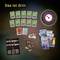 'Here's what's inside:' Ten cards with clues, a numbered target board, organ parts, two number cards, city guide brochures and two keys.