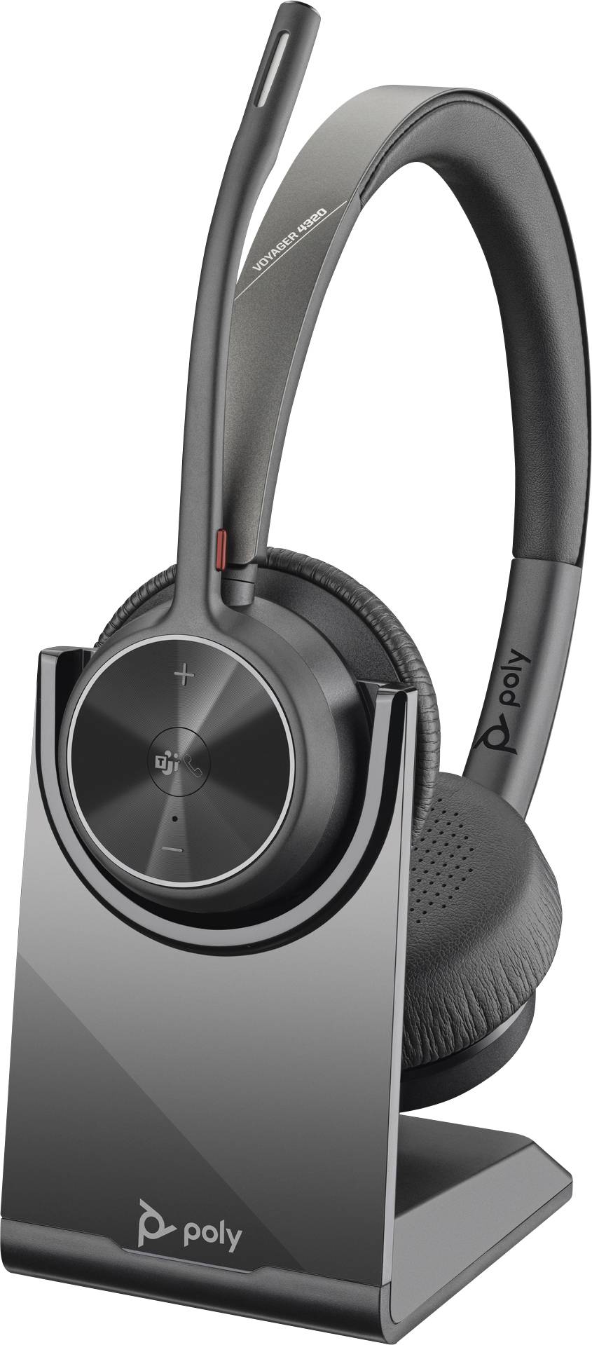 HP Poly Voyager 4320 UC Stereo On-ear headset Bluetooth® (1075101) Stereo Black Noise cancelling Volume control, incl. c