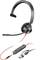Black headset with microphone and red cable. Includes control buttons and USB adapter on the cable. Suitable for computers and mobile devices.