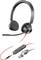 Black USB headset with microphone arm and control unit on the cable, suitable for telephone conferences and computer communication.