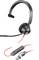Black USB headset with microphone, padded ear cups and integrated control element on the cable.