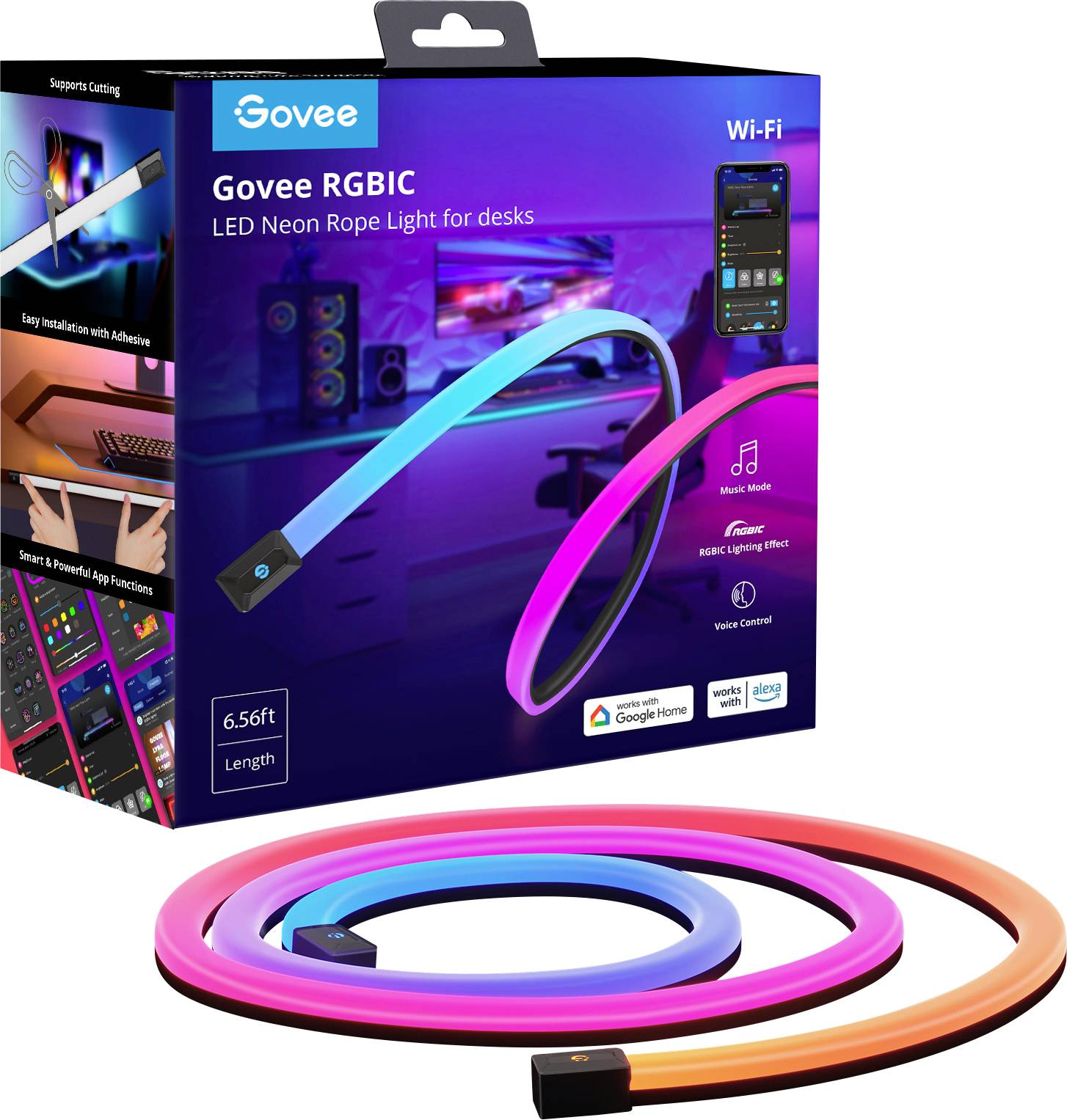 Govee Neon Gaming Table Light - 2m H61C2 LED strip set EEC: G (A - G) 24 V, 100 V, 240 V RGB 1 pc(s)