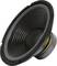 A black speaker with a conical shape and ribbed edges, used for audio output in electronic devices.