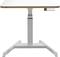 A height-adjustable desk with a white tabletop and silver metal frame, suitable for ergonomic working.
