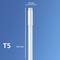 A T5 fluorescent tube against a blue background. It is 531 mm long and 19 mm in diameter, which is marked with arrows.