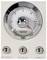 A silver dial on a toaster shows 4. Below are three buttons: 'Defrost', 'Reheat' and 'Cancel'.<br><br>Note: The translation is already very close to British English, with no significant changes needed.