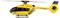 Yellow rescue helicopter with 'ADAC' and 'Emergency Doctor' written on the side, hovering in the air.