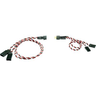 Two braided power cables with black, red, and white patterns and connectors, suitable for fan connections in computers.