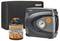 'OSRAM tyre repair kit with compressor and sealant container. Packaging in the background. Suitable for emergency repairs.'
