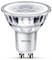 LED light bulb by Philips with GU10 base, suitable for energy-efficient lighting, cylindrical shape with clear glass.