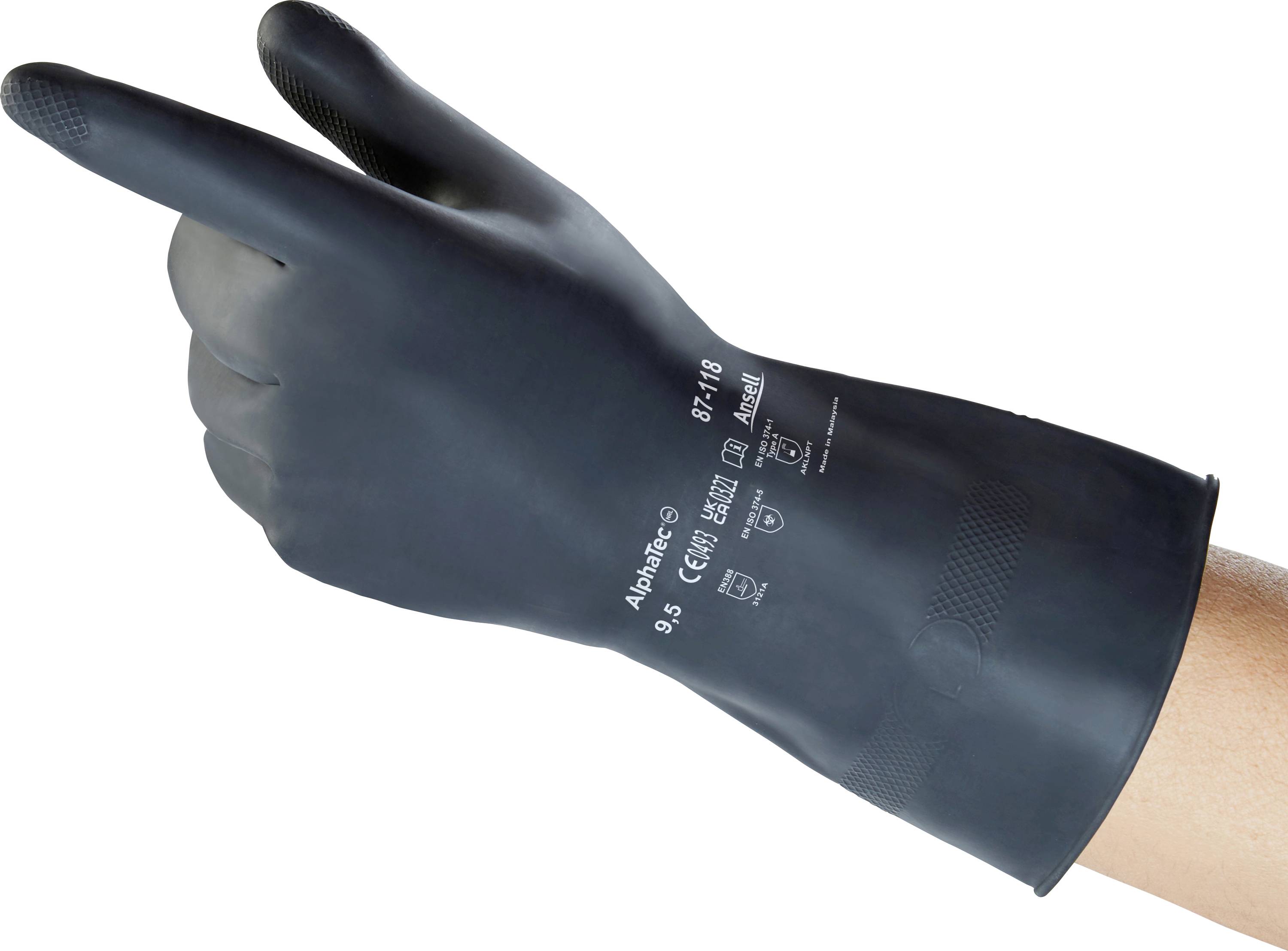Ansell 87118105 AlphaTec Natural rubber Chemical resistant glove Size (gloves): 10.5 EN 21420:2020 1 Pair