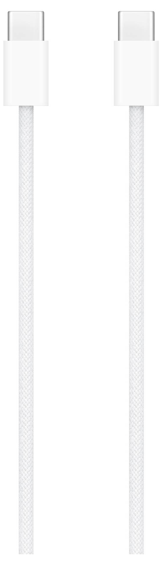 White USB-C to USB-C cable, symmetrically arranged.