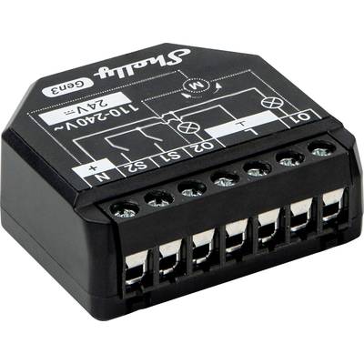 Electrical module for controlling devices with multiple terminal connections; shows wiring diagram and voltage range 110-240V, 24V.