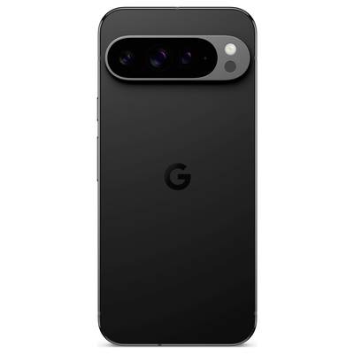 Black smartphone with the 'G' logo on the back, three camera lenses and flash in the upper area.