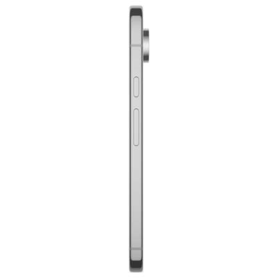 Side view of a slim smartphone with two buttons on the top left and a protruding camera on the top right.