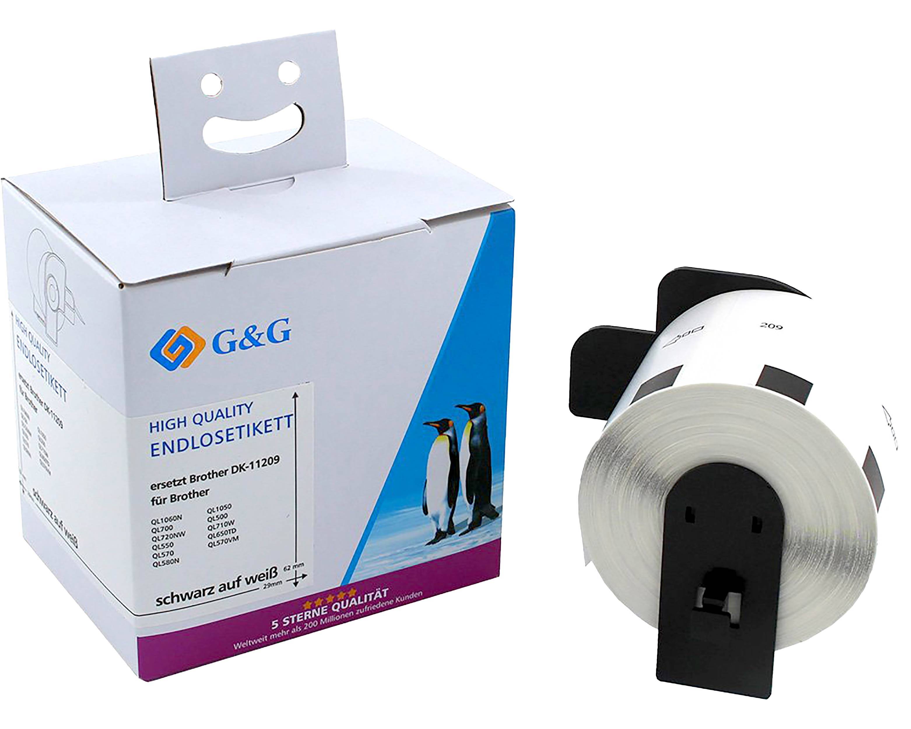 G&G Labels 62 x 29 mm Direct thermal transfer paper White 800 pc(s) Permanent adhesive ET-B-G-11209 Address labels
