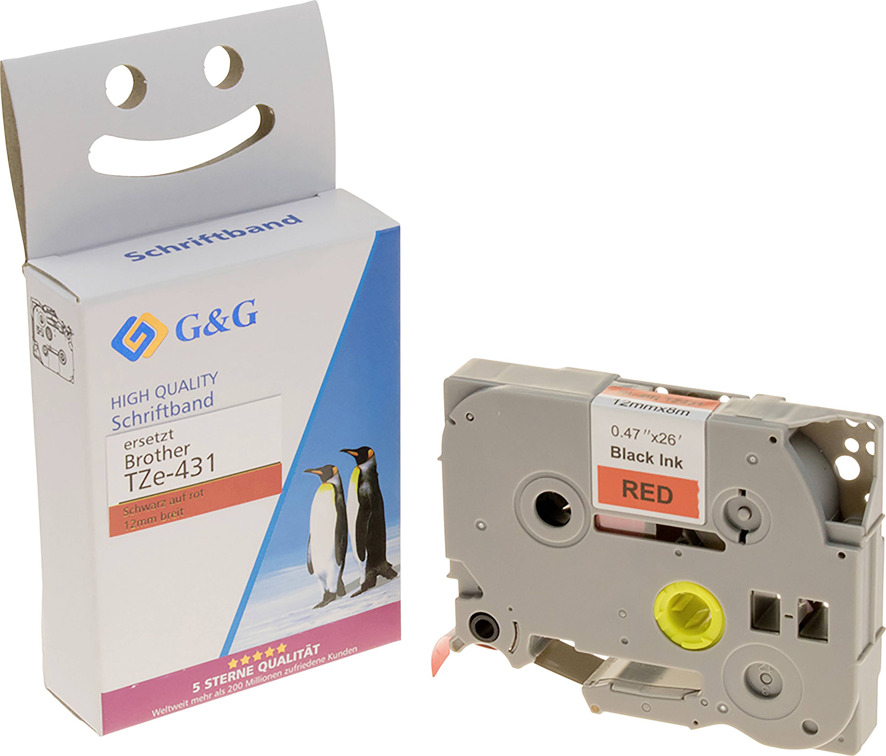 G&G Labelling tape Tape colour: Red Font colour: Black 12 mm 8 m